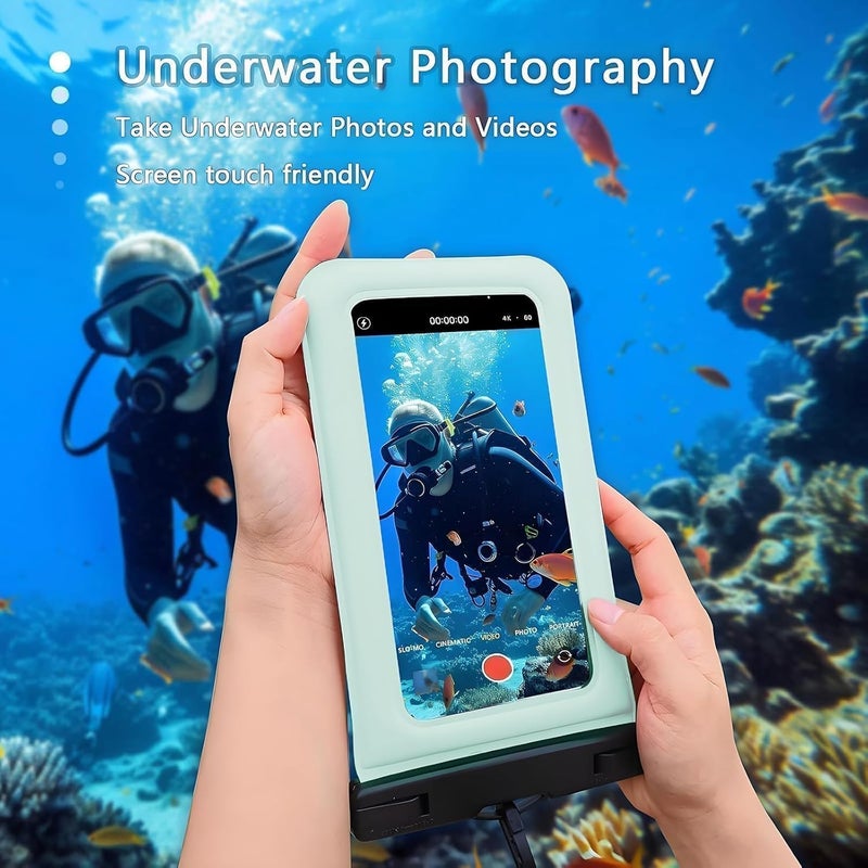 Foweroty Floatable Soap Bubble Waterproof Phone Pouch/Case with Crossbody Lanyard for iPhone 17 Series 16 Pro Max/15 Pro/14/13/12, IP68 Cellphone Dry Bag Beach Cruise Ship Essentials, 1 Pack-Blue-7″ - Image 4